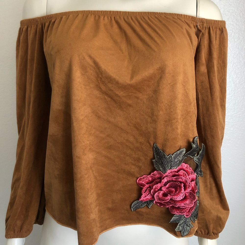 Fashion off shoulders Brown blouse